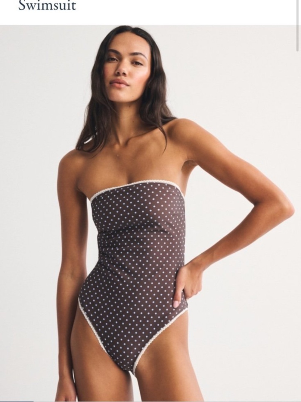 Abercrombie & Fitch Brown Polka Dot Strapless One-Piece Swimsuit